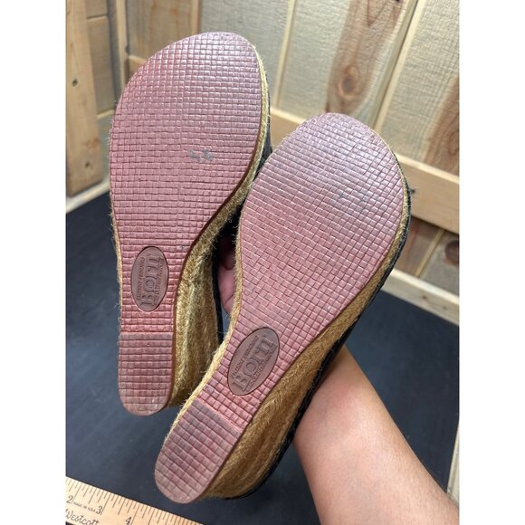 Born Black Leather Wedge Sandals With Floral Detail & Espadrille Sole Size 8 - Picture 9 of 10